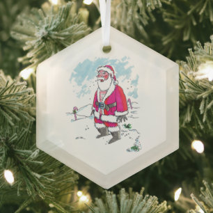 No Ho-Ho-Ho hexagon glass ornament