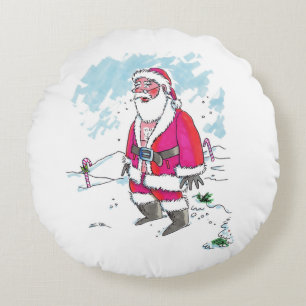 No Ho Ho Ho round green poly pillow