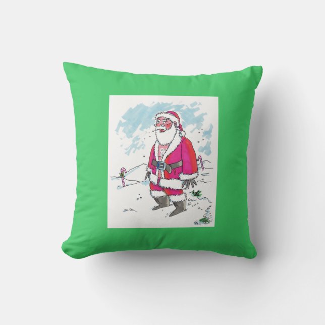 No Ho-Ho-Ho square green throw pillow (Front)