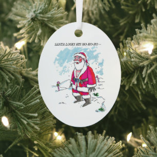 No Ho-Ho-Ho w text oval metal ornament