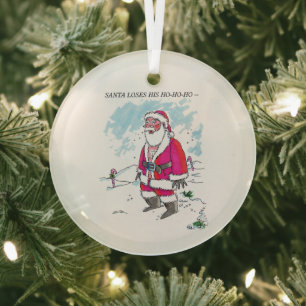No Ho-Ho-Ho w text round glass ornament