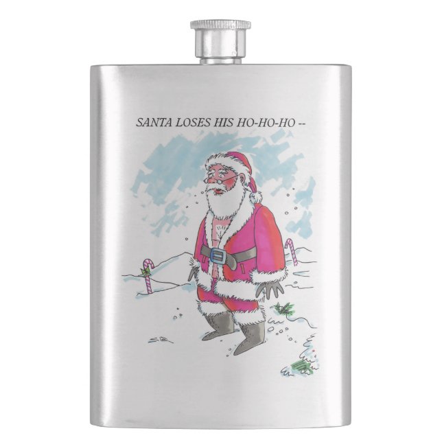 No Ho-Ho-Ho w text stainless steel flask (Front)
