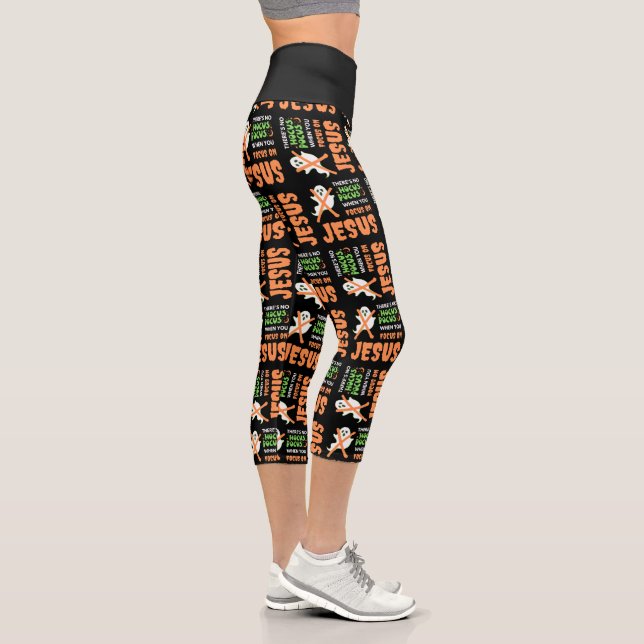 NO HOCUS POCUS Christian Halloween Capri Leggings (Right)