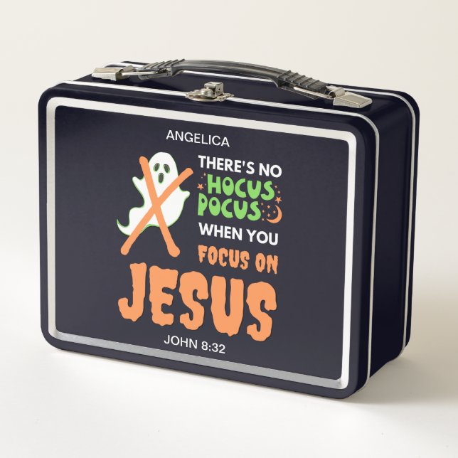 NO HOCUS POCUS Christian Halloween Metal Lunch Box (Front)