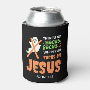 NO HOCUS POCUS Monogram Christian Halloween Can Cooler