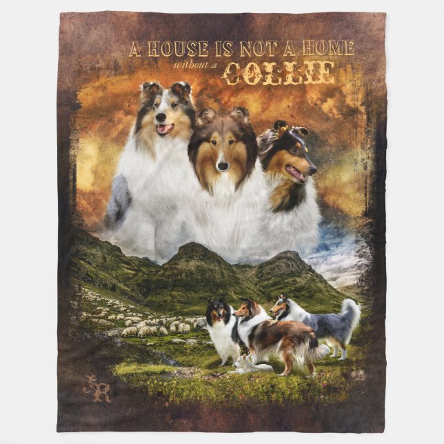 No Home w/o Rough Collie, Sheep Herding, Country - Fleece Blanket (Front)