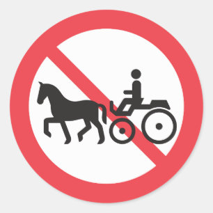 No Horse Drawn Vehicles Sign Classic Round Sticker