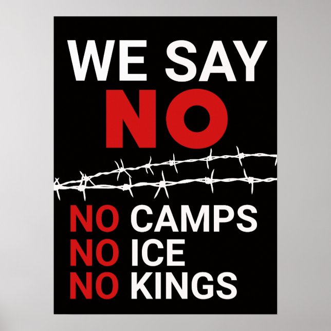No ICE No Camps No Kings DOWNLOAD Sign Poster (Front)