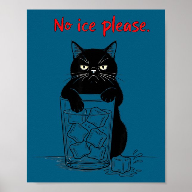 No ice please funny cat meme men women  poster (Front)