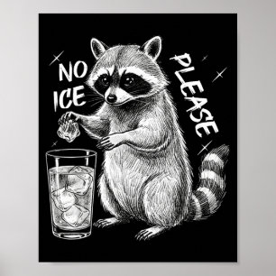 No Ice Please Funny Raccoon Meme Men Women _1  Poster