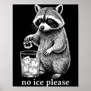 No Ice Please Funny Raccoon Meme Men Women Poster