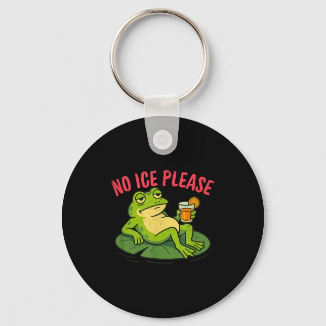 No ice please funny unamused frog meme  key ring (Front)