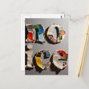no ice unique and colorful mixed media collage postcard
