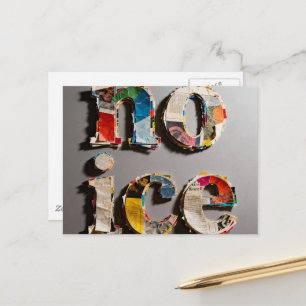 no ice unique and colorful mixed media collage postcard