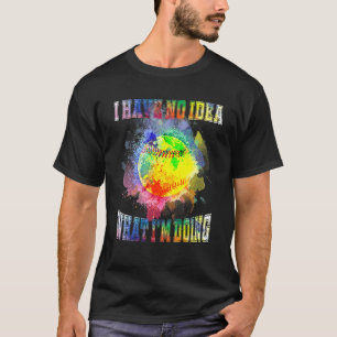No Idea Colourful Playing Softball Fan Player T-Shirt