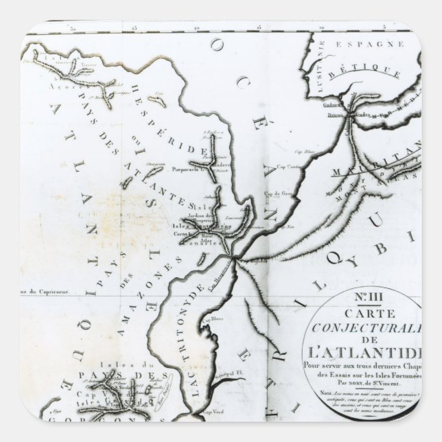 No. III Conjectural Map of the Island of Square Sticker (Front)