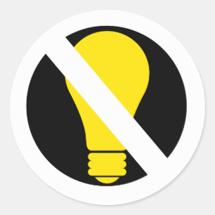 no incandescent bulbs classic round sticker