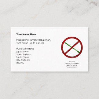 No Instrument-Shaped Objects Gr. Clr. I Wht. Business Card