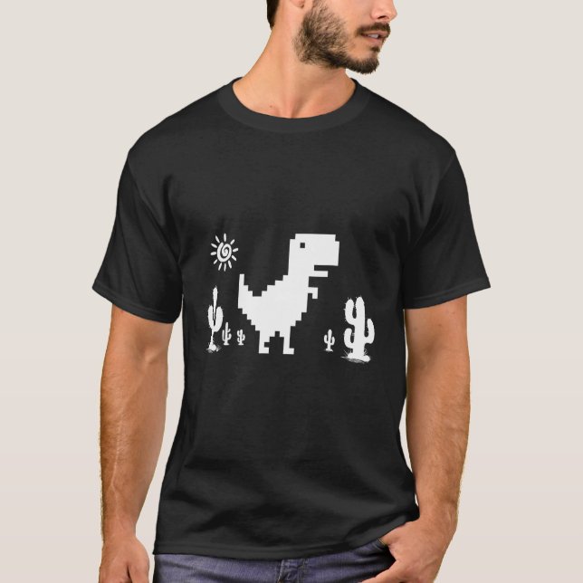 No Internet Connection Dinosaur 8 Bit Pixel  T-Shirt (Front)