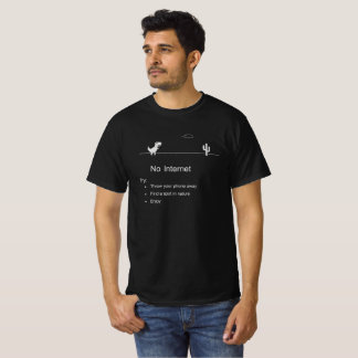 No Internet Dinosaur Funny Offline T-Shirt