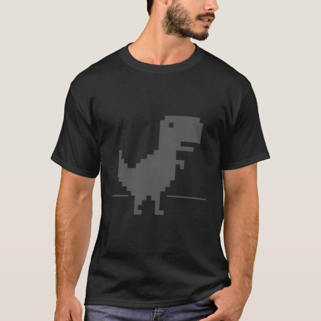 No Internet Funny Pixel Dinosaur No Connection T-Shirt (Front)