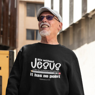 NO JESUS NO POINT Christian Faith Quote Men's Dark Sweatshirt