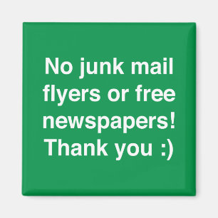 No junk mail - magnetic - sign! magnet