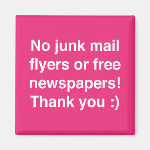 No junk mail - magnetic - sign! magnet