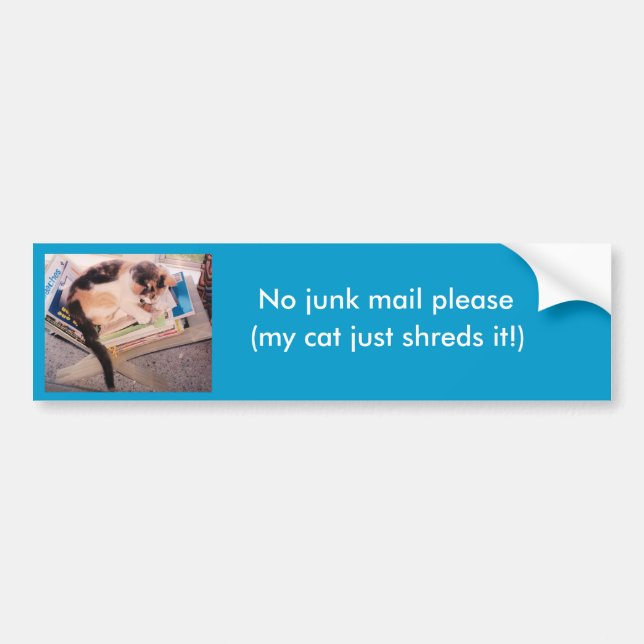 No junk mail please bumper sticker (Front)