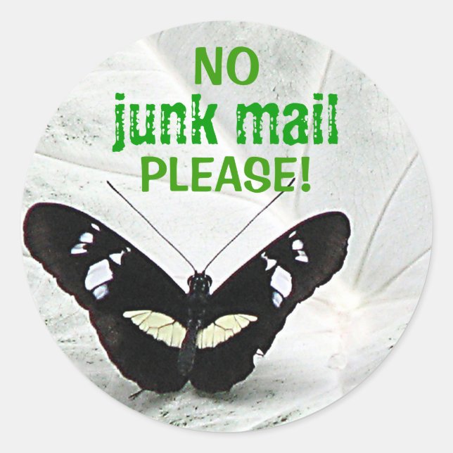 NO, junk mail, PLEASE! Classic Round Sticker (Front)