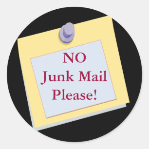NO Junk Mail Please Sticker
