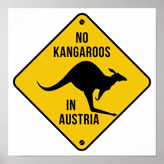 No Kangaroos In Austria Funny kangaroo Yellow Sign (Front)