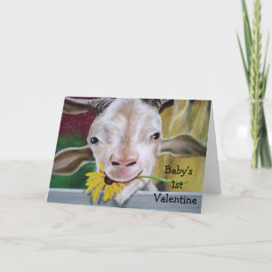 "NO KIDDING BABY-HAPPY 1st VALENTINE Holiday Card