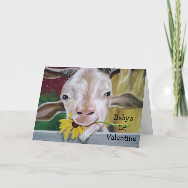 "NO KIDDING BABY-HAPPY 1st VALENTINE Holiday Card (Front)