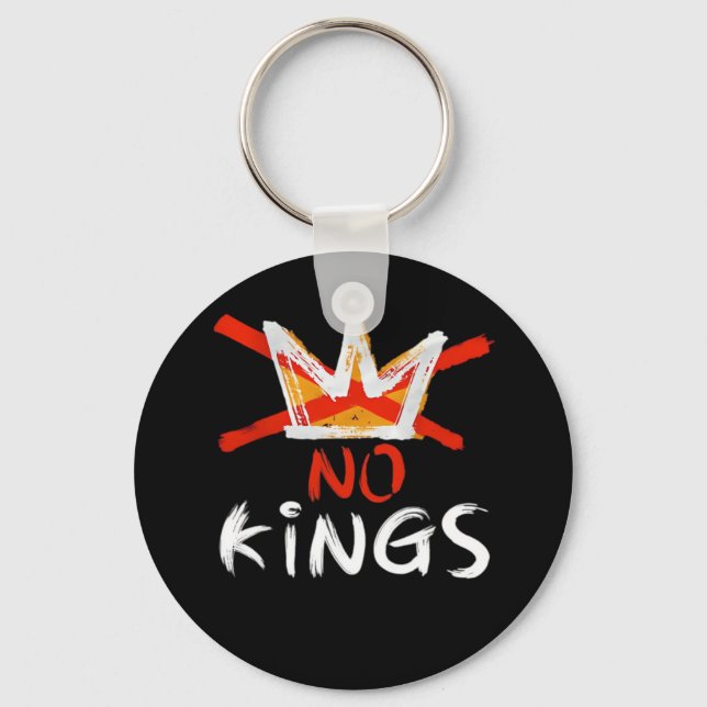 No King Funny Quote Anti Tyranny Retro Design Key Ring (Front)