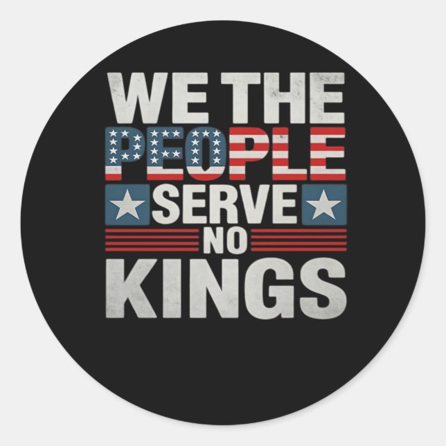 No King Patriotic Freedom No Kings In America Retr Classic Round Sticker (Front)
