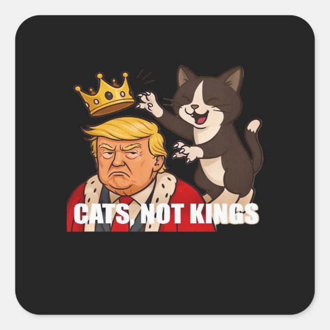 No Kings Anti Cats Classic Funny Design Square Sticker (Front)