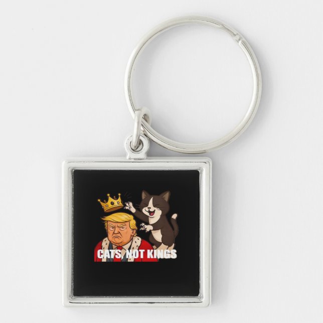 No Kings Anti Cats Funny Classic Style Key Ring (Front)