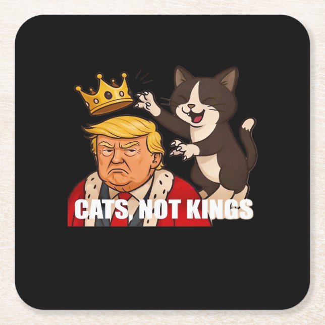 No Kings Anti Cats Funny Classic Style Square Paper Coaster (Front)