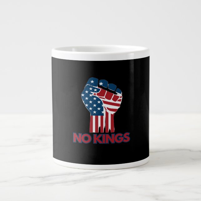 No Kings Anti Classic Retro Style Large Coffee Mug (Front)