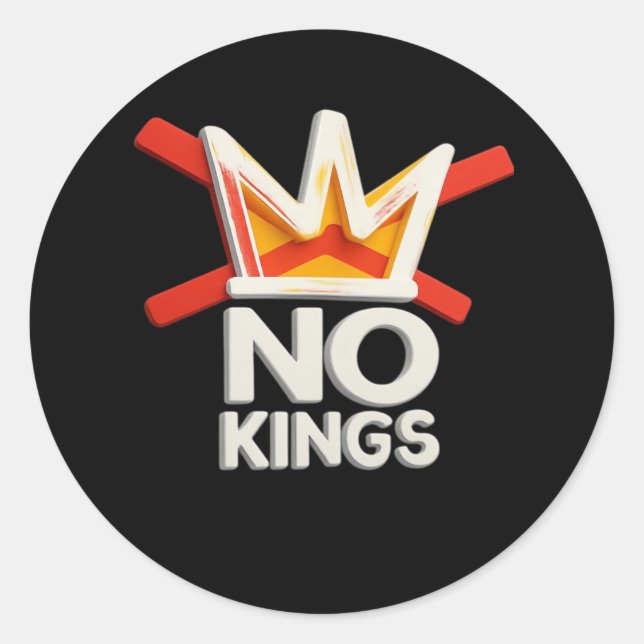 No Kings Anti Minimal Clean Classic Round Sticker (Front)