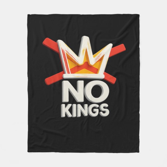 No Kings Anti Minimal Clean Design Fleece Blanket (Front)