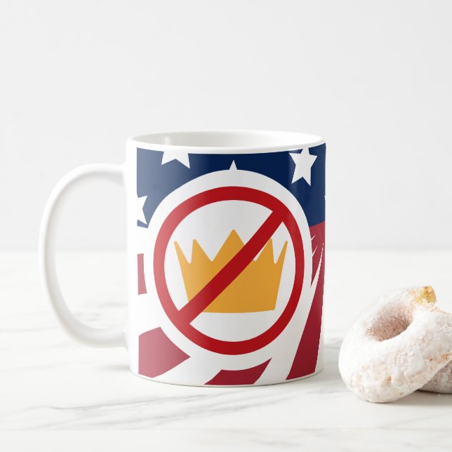 NO KINGS! Anti-Trump Flag Coffee Mug (With Donut)