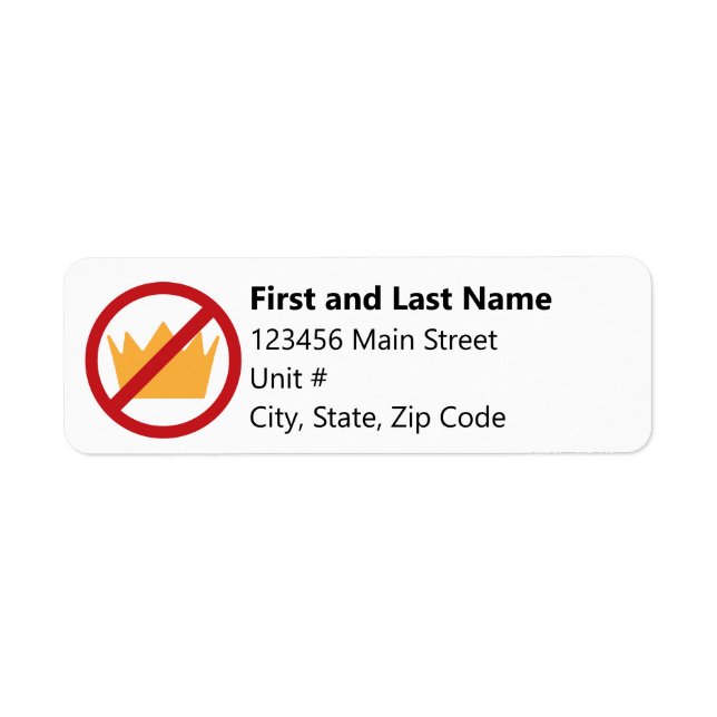 NO KINGS! Anti-Trump White Return Address Label (Front)