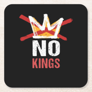 No Kings Anti Vintage Graphic Square Paper Coaster