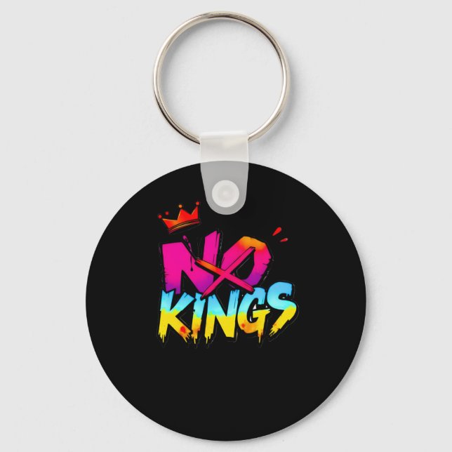 No Kings - Bold Graffiti Statement Sticker  Key Ring (Front)