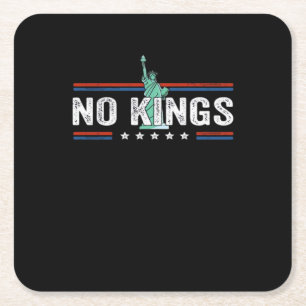 No Kings Day Retro Graphic Square Paper Coaster