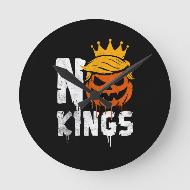 No Kings Halloween Round Clock (Front)