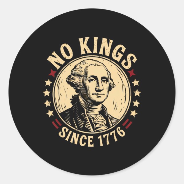 No Kings In America 1776 Save Democracy United Sta Classic Round Sticker (Front)