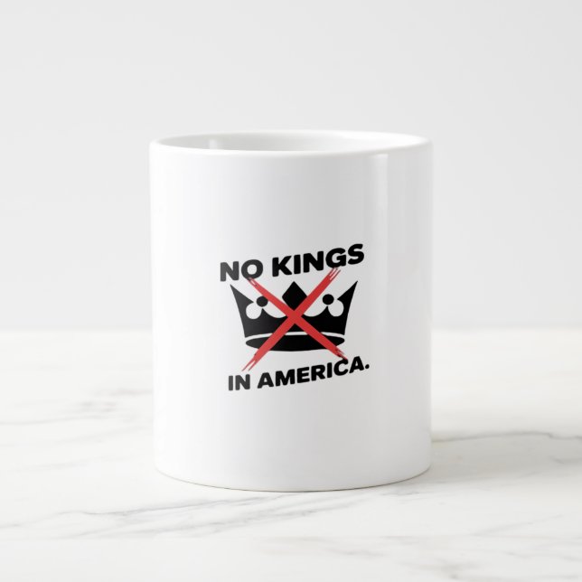 No Kings In America Anti Essential Retro Style Large Coffee Mug (Front)